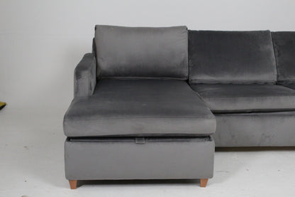 John Lewis Bailey II 4 Seater LHF Chaise End Sofa In velvet steel