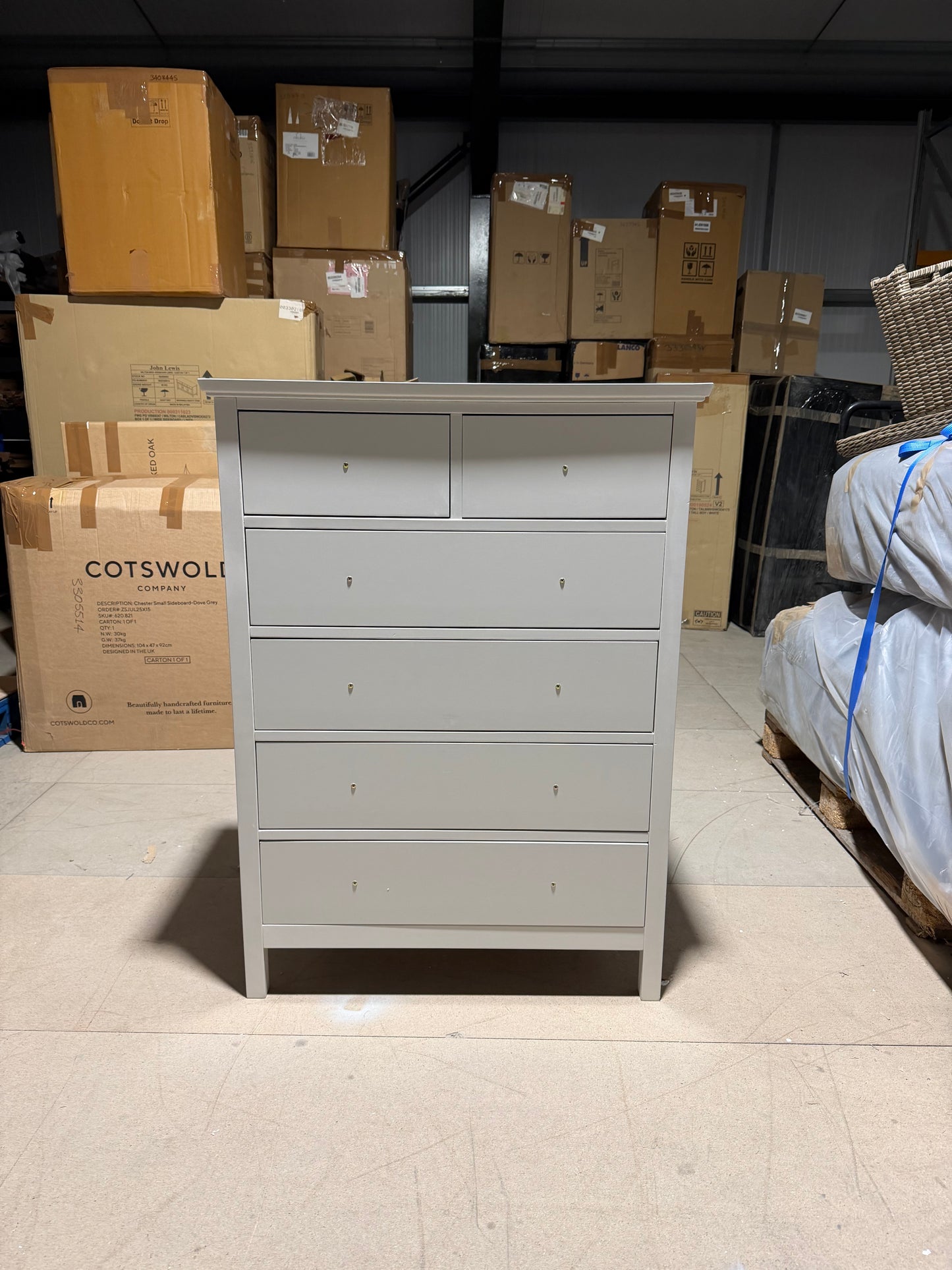 John Lewis Wilton 6 Drawer Chest, Linen