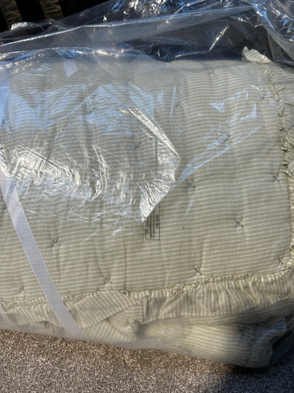 John Lewis Chambray Stripe Reversible Quilted Bedspread, Pistachio