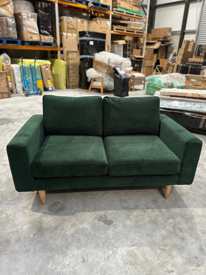 Hutch Velvet Block Arm 2 Seater Sofa - Velvet Sage Green