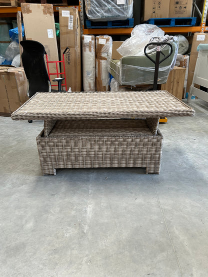 John Lewis Rye Adjustable Rattan Garden Table – Willow Effect Weave – No Glass Top