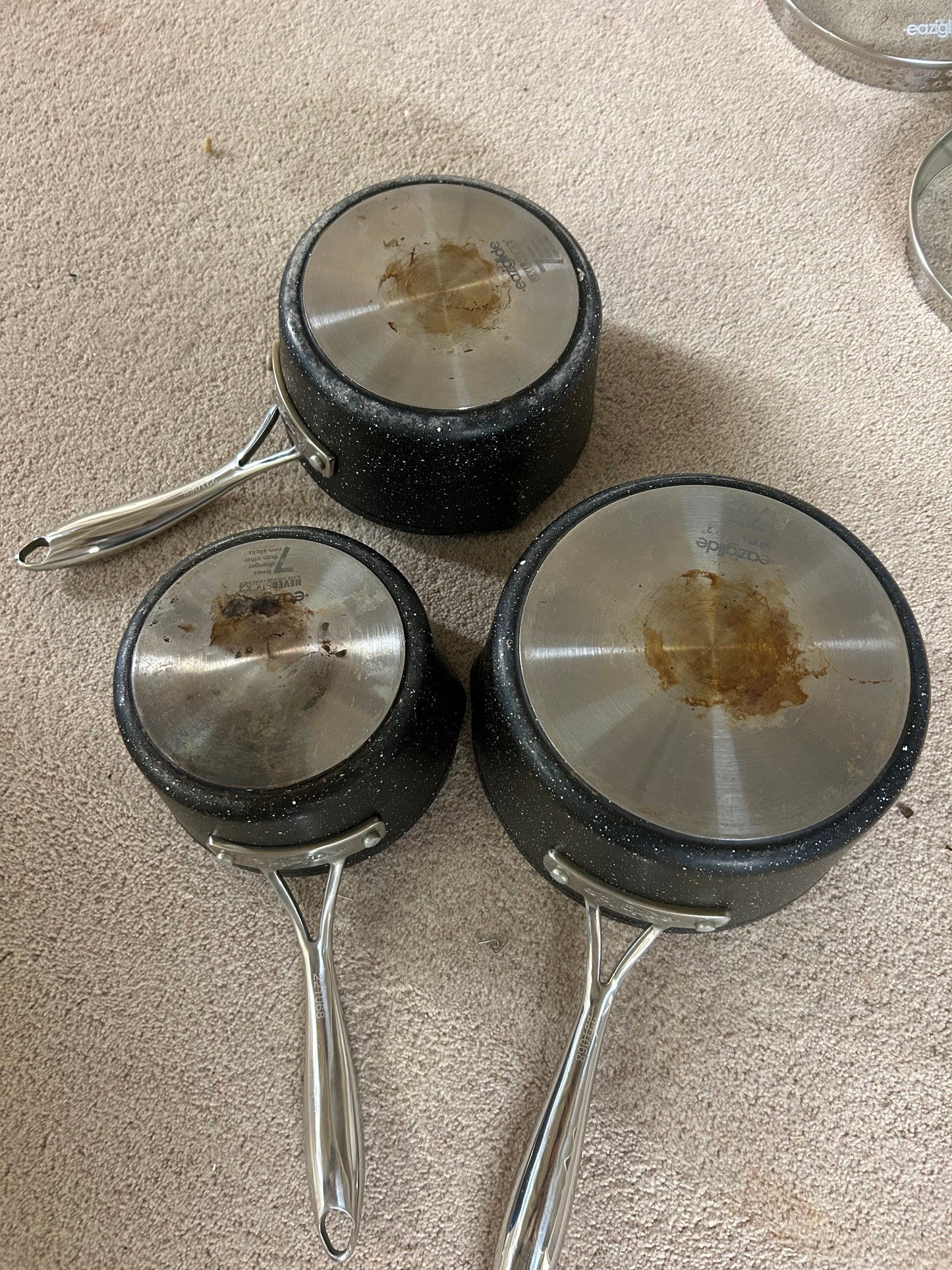 Eaziglide Neverstick2 Aluminium Non-Stick Saucepan Set with Lids, 3 Piece