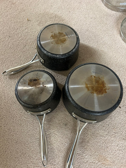 Eaziglide Neverstick2 Aluminium Non-Stick Saucepan Set with Lids, 3 Piece