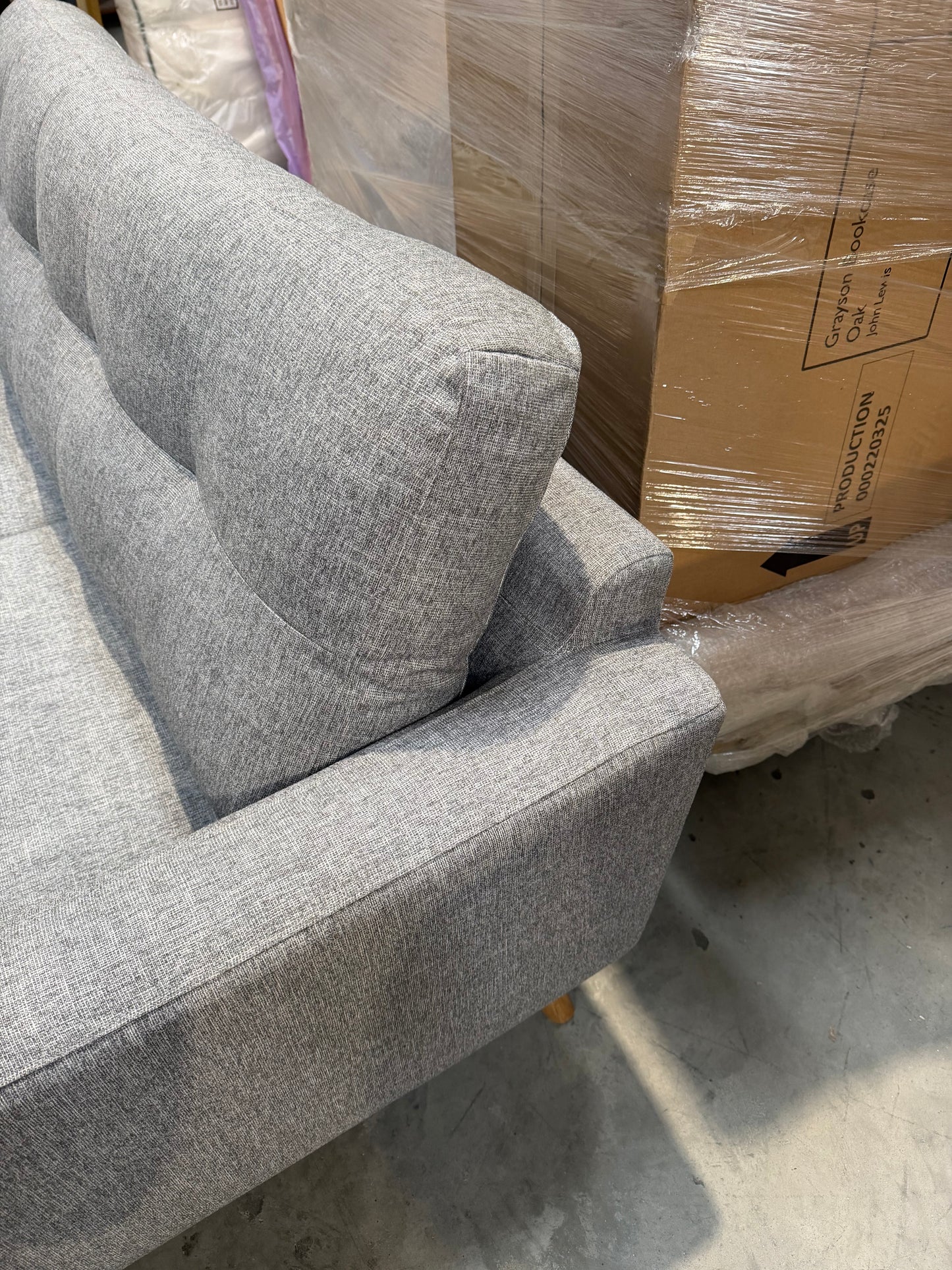 John Lewis Barbican Medium 2 Seater Sofa Aquaclean Connie Grey