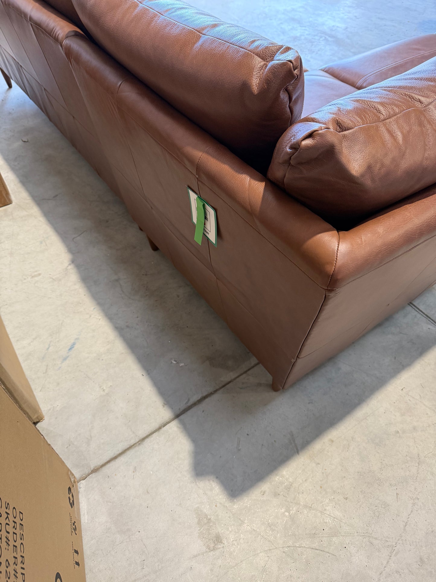 John Lewis Bailey II 5+ Seater Leather Corner Sofa Dark Leg Vintage Toffee