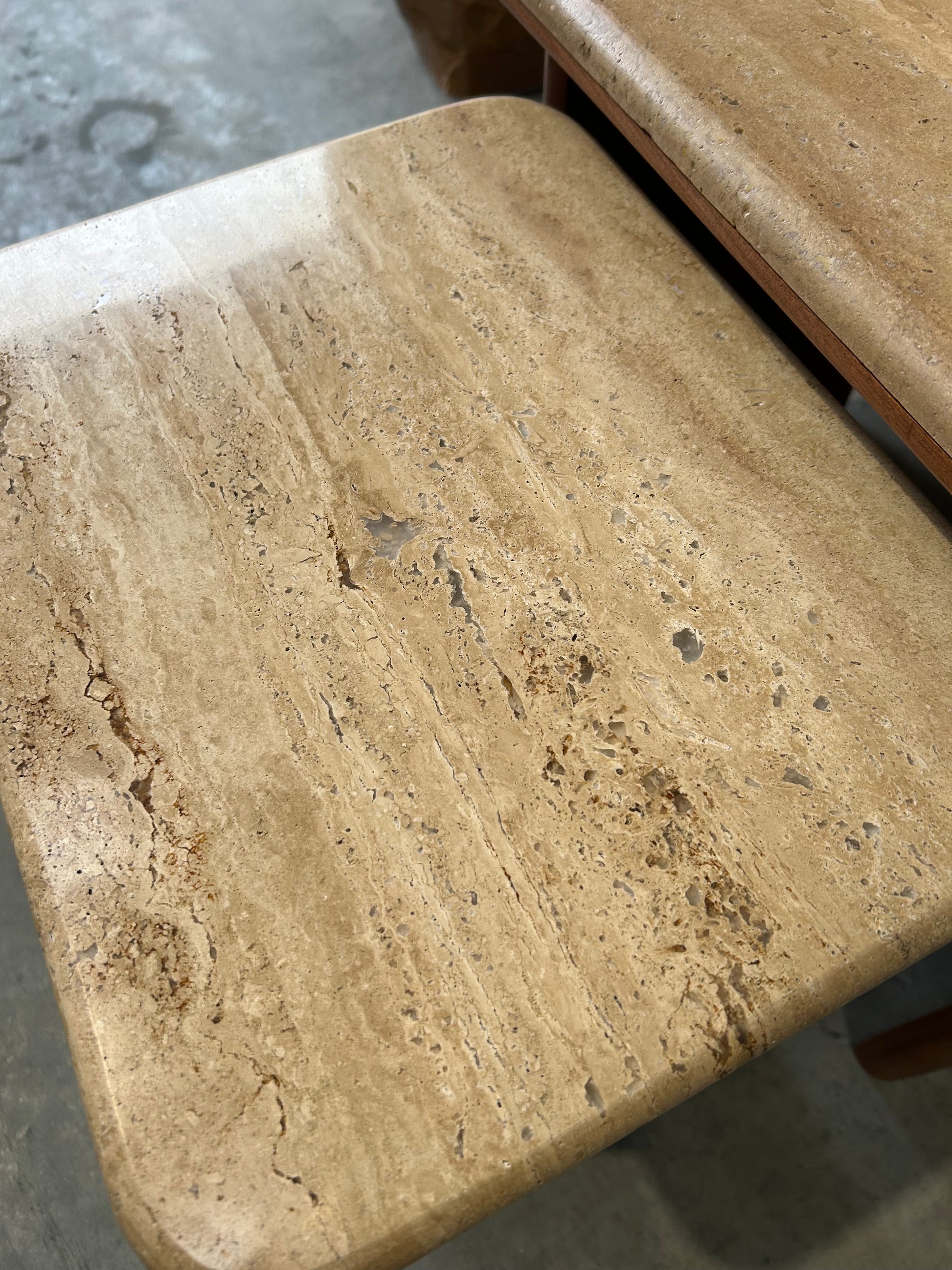 John Lewis Adina Travertine Top Nest of 2 Tables Walnut