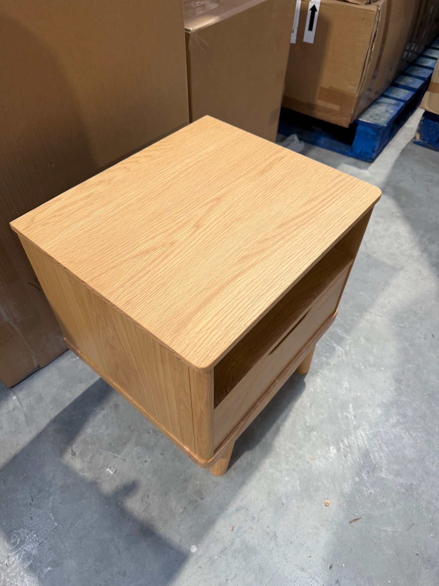 John Lewis Bow 1 Drawer Bedside Table, Natural Oak