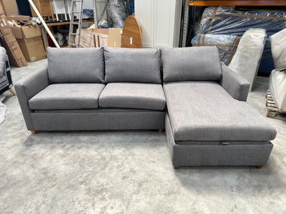 John Lewis Bailey II RHF Chaise End Sofabed, Light Leg in Linen Hatton Steel