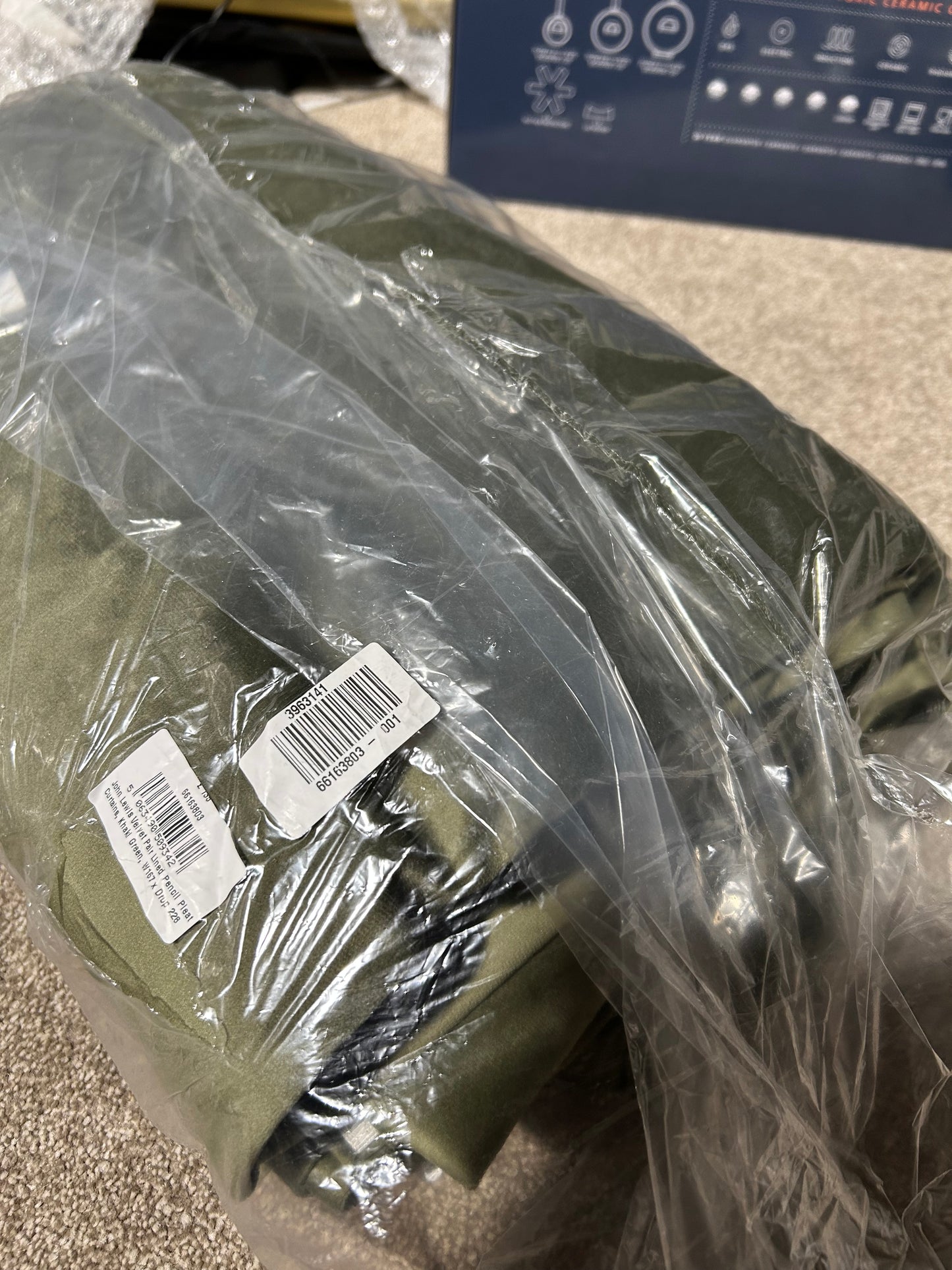 John Lewis Velvet Pair Lined Pencil Pleat Curtains, Khaki Green, W167 x Drop 228cm