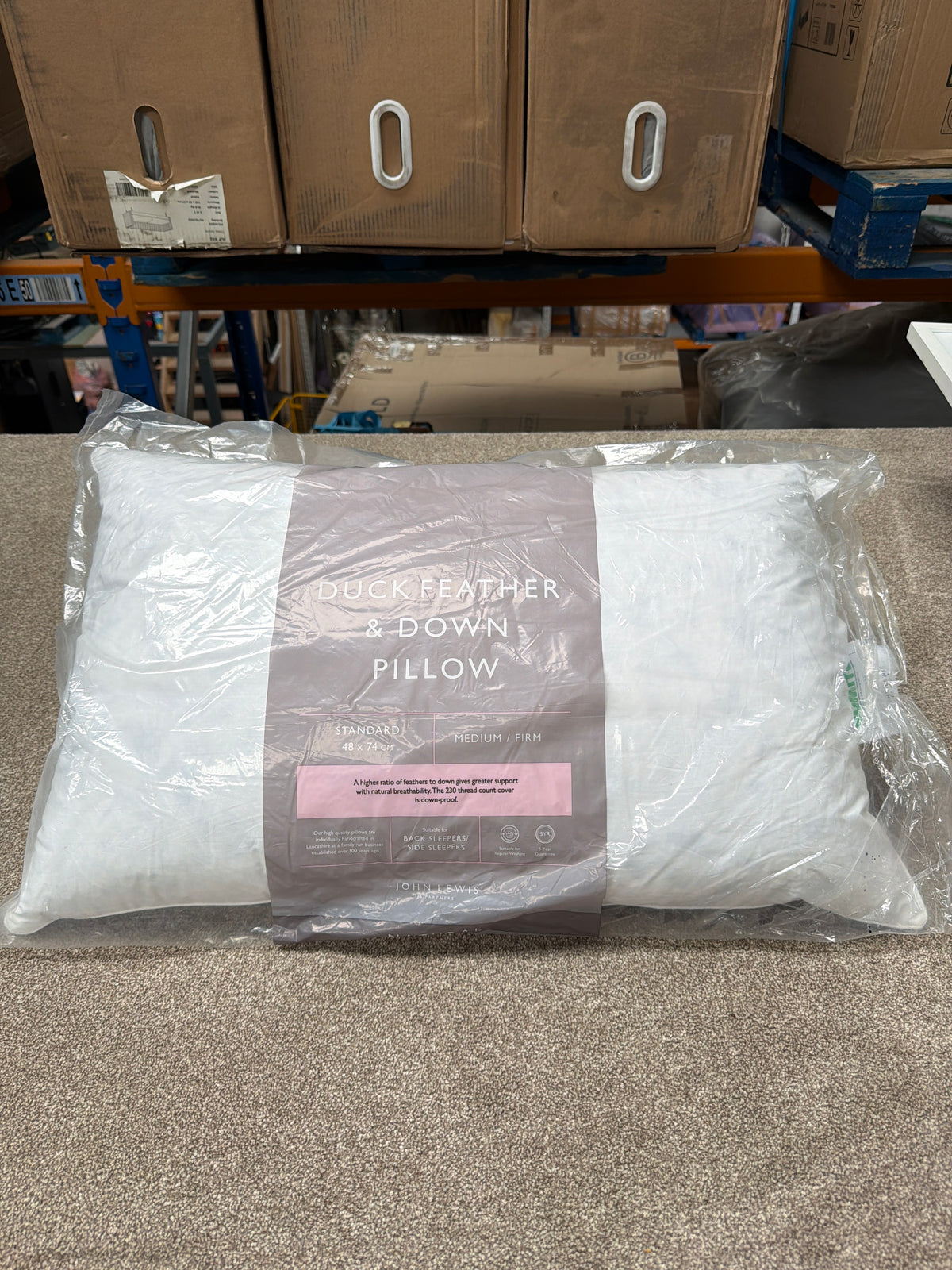 John Lewis Natural Duck Feather and Down Standard Pillow, Medium/Firm