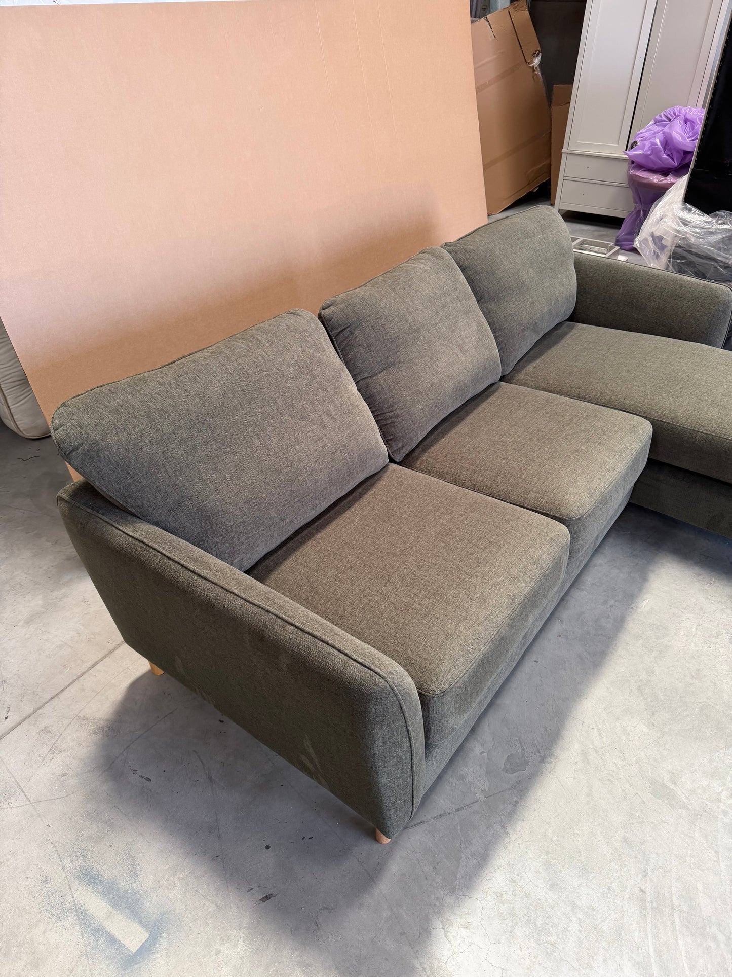 John Lewis Hamilton RHF 4 Seater Sofa, Dark Leg, Khaki Chenille