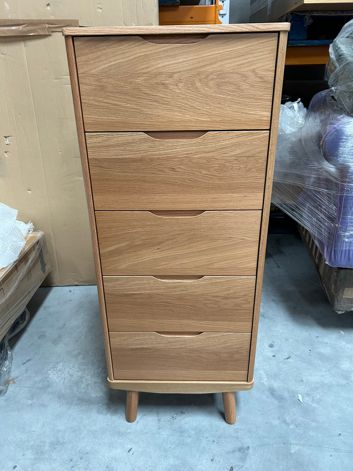 John Lewis Bow 5 Drawer Tallboy Chest, Natural