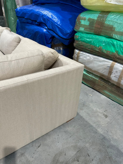 John Lewis Tortona RHF Chaise Sofa Premium Herringbone Fabric Light Legs Natural