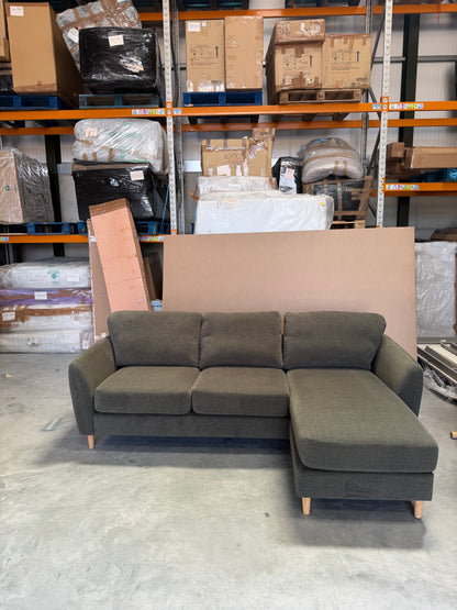 John Lewis Hamilton RHF 4 Seater Sofa, Dark Leg, Khaki Chenille