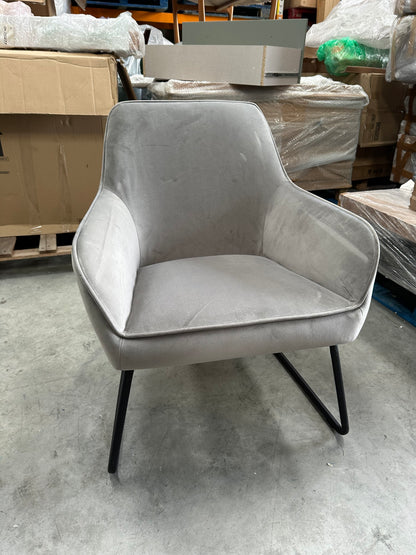 John Lewis Form Accent Chair, Black Metal Leg, Velvet Storm Grey