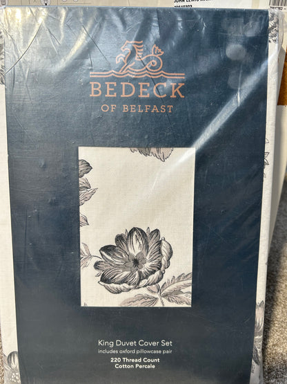 Bedeck of Belfast Arianne King Duvet Cover Set, Charcoal Grey