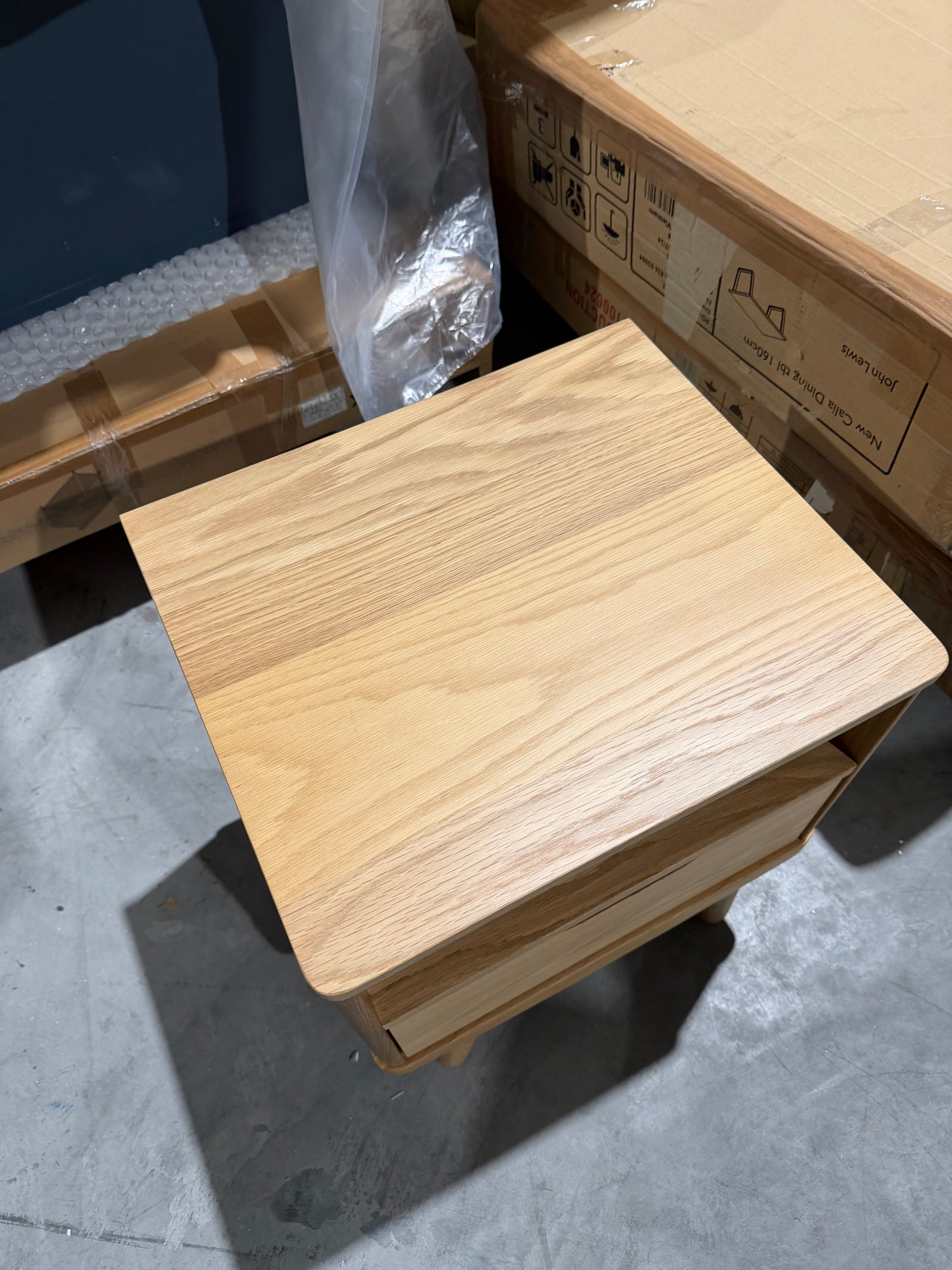 John Lewis Bedside Table Bow 1 Drawer, Natural