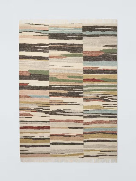 John Lewis Abstract Stripe Wool Rich Rug, Multi, L180 x W120cm