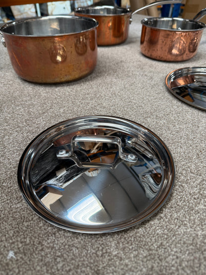 John Lewis Tri-Ply Stainless Steel Saucepan Set with Lids, 3 Piece, Copper