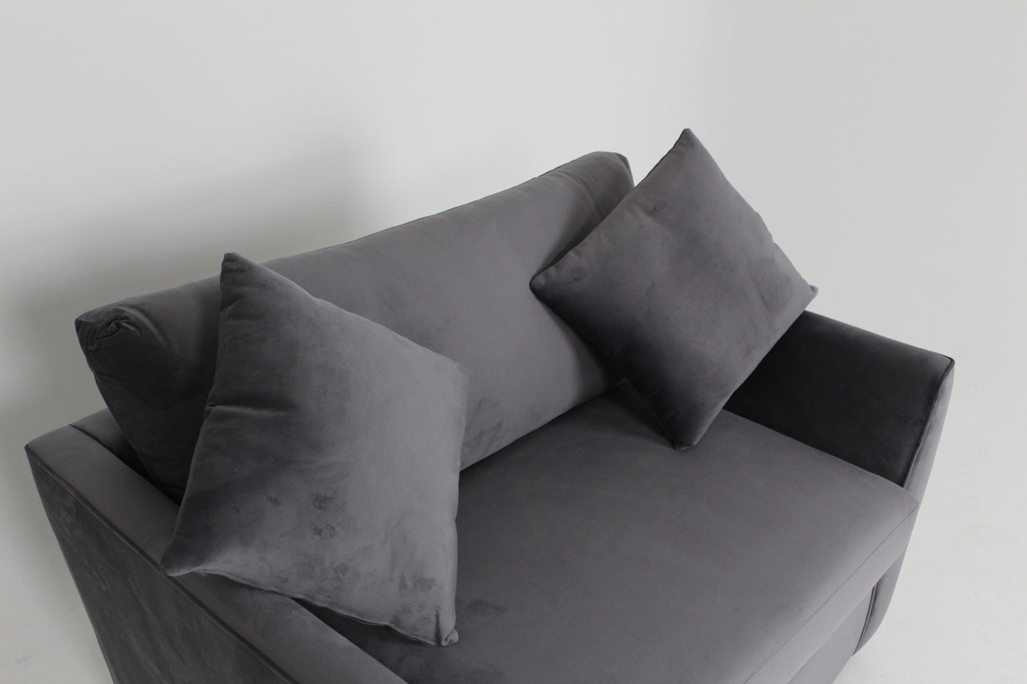 Brook & Wilde Sofa Love Seat Cuddle Chair in Grey Velvet - Made in UK