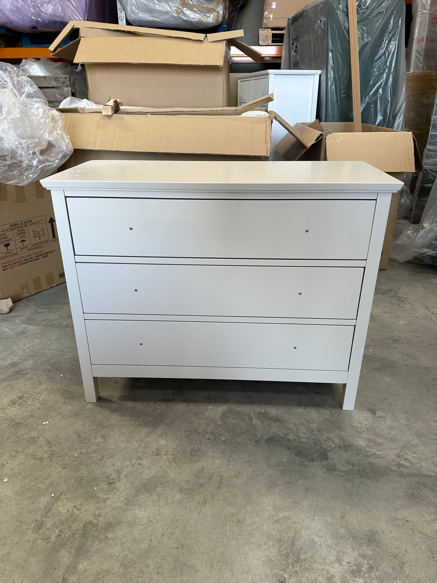 John Lewis Wilton 3 Drawer Chest, Linen