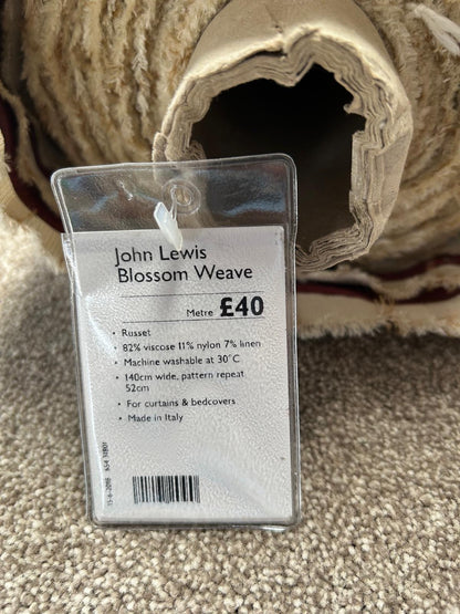 John Lewis Blossom Weave Furnishing Fabric, Russet 25 meters