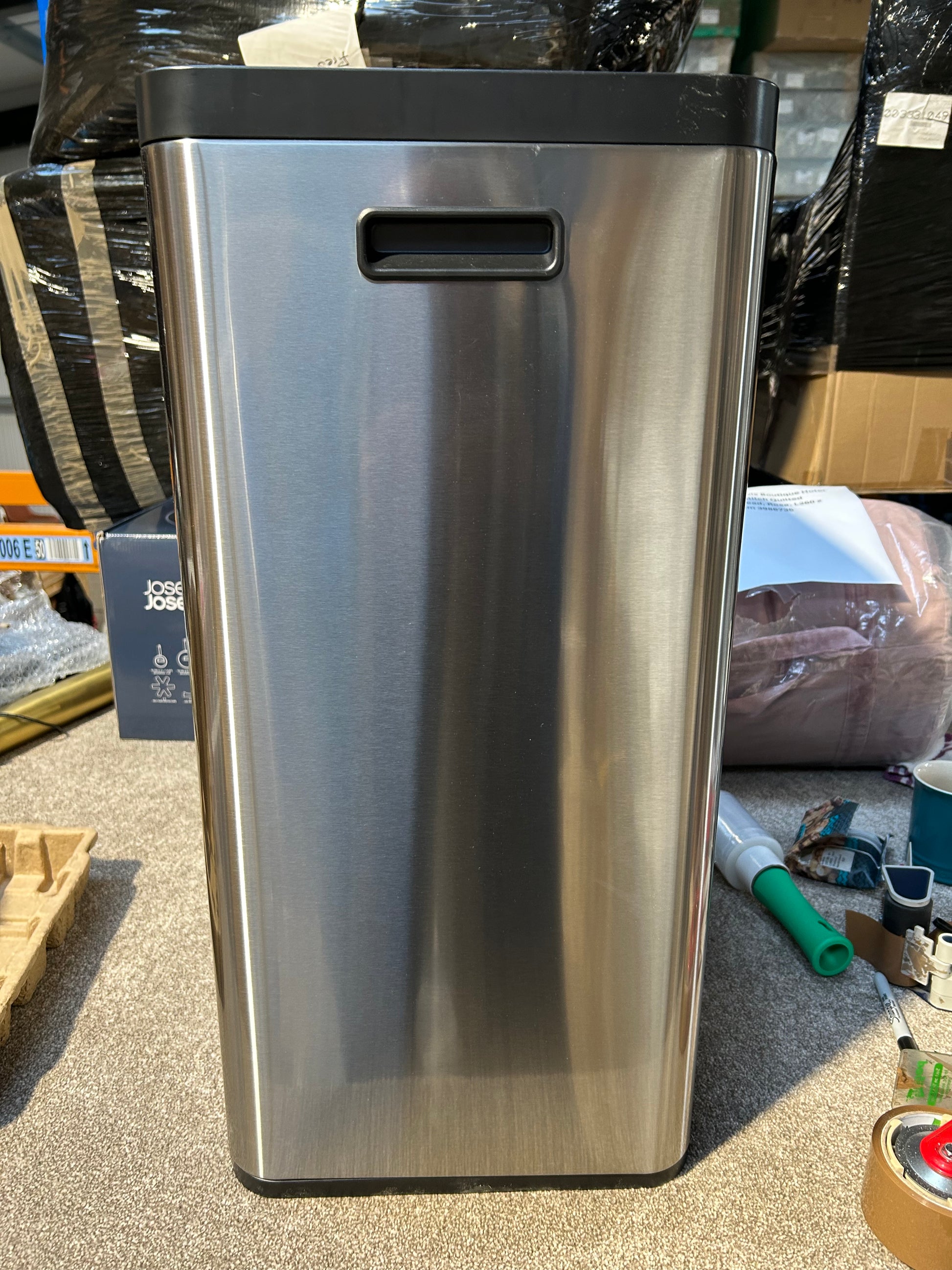 John Lewis 2 Section Touch Recycling Bin, with Handles, Stainless Steel, 30+30L