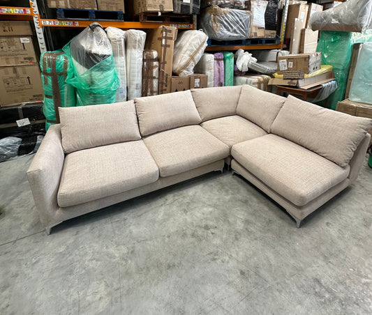 John Lewis Retreat 5+ Seater RHF Corner Chaise End Sofa, Metal Leg, Soft Touch Chenille Natural