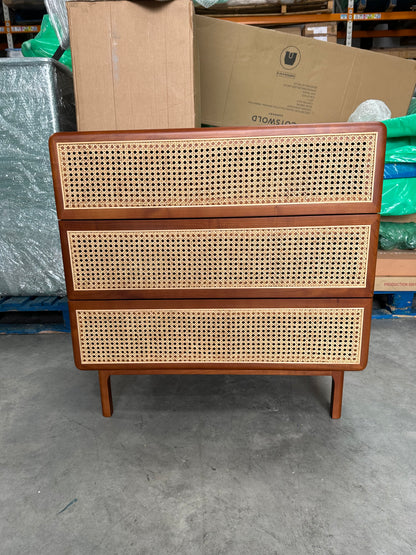 John Lewis Rattan 3 Drawer Chest, Cherry