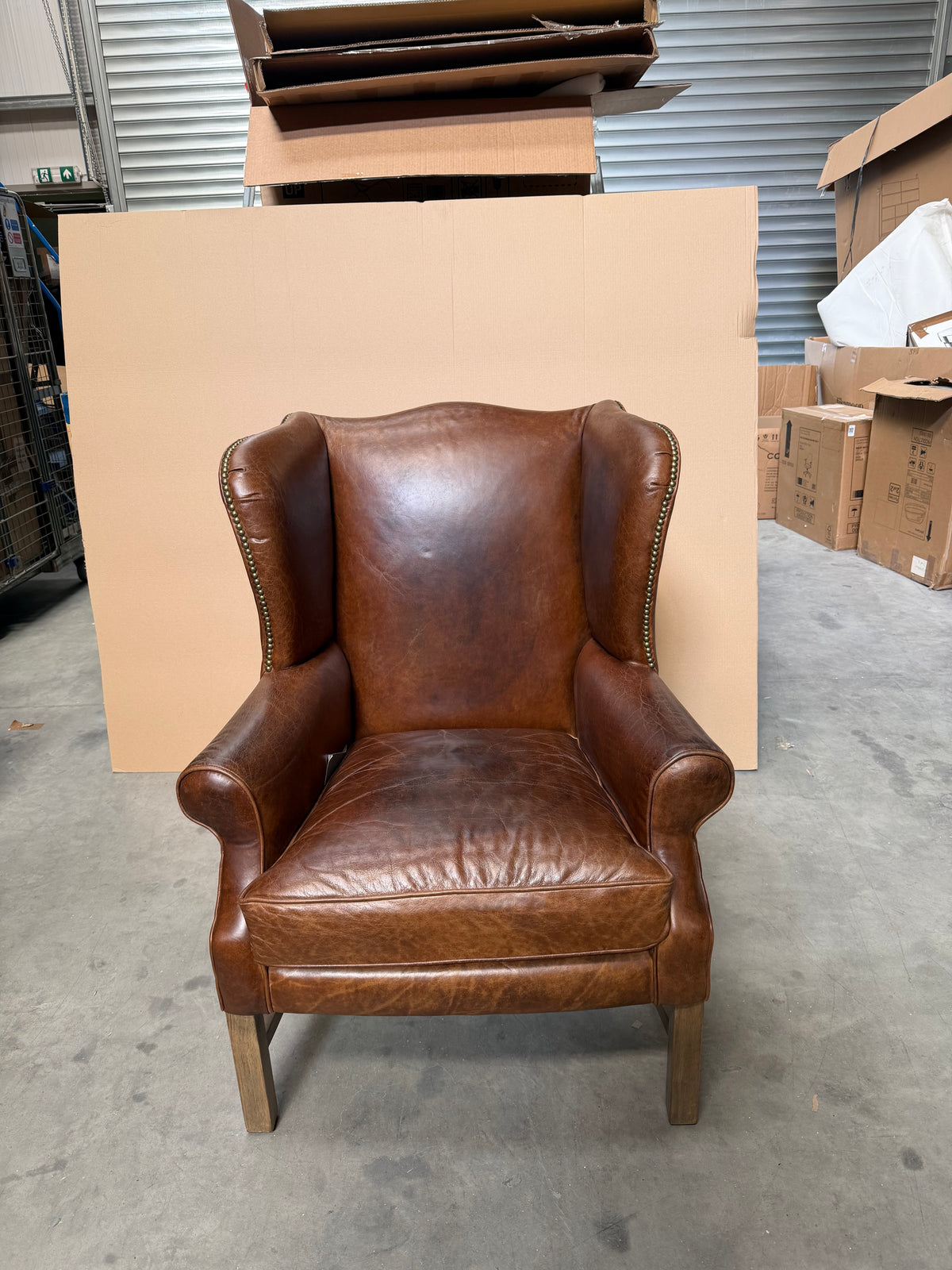 Halo Wing Leather Armchair, London Leather Cognac