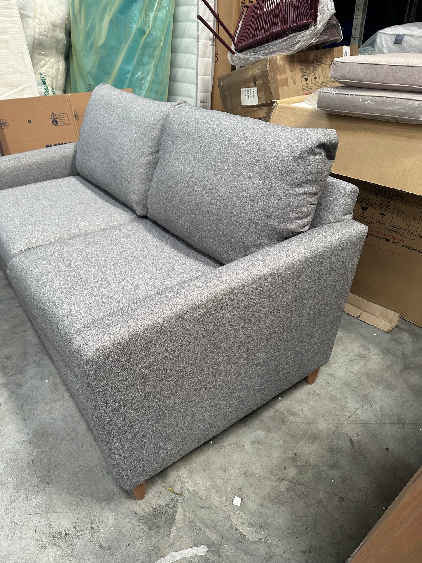 John Lewis Bailey II Medium Sofa Bed, Light Leg, Brushed Tweed Grey