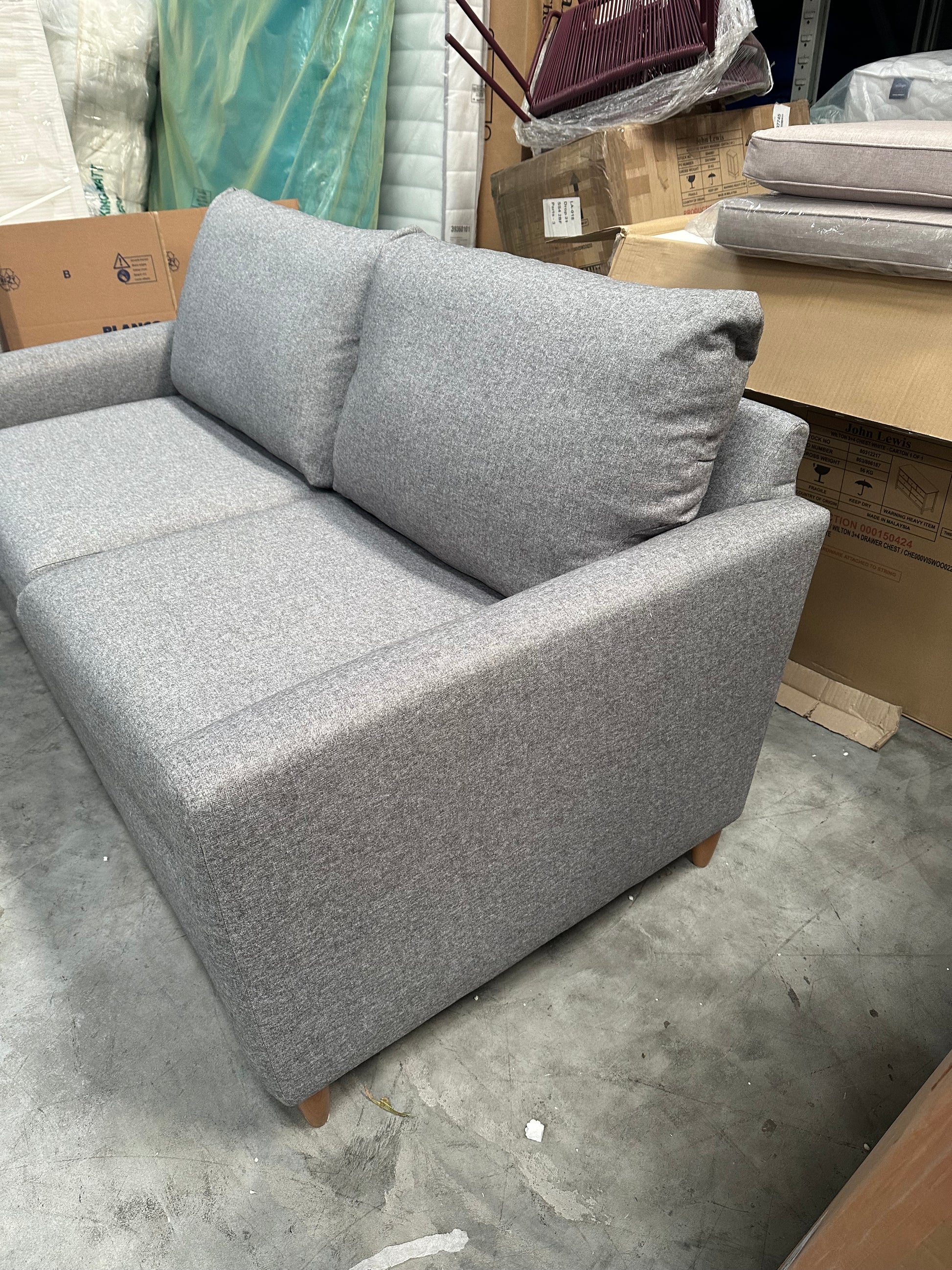 John Lewis Bailey II Medium Sofa Bed, Light Leg, Brushed Tweed Grey