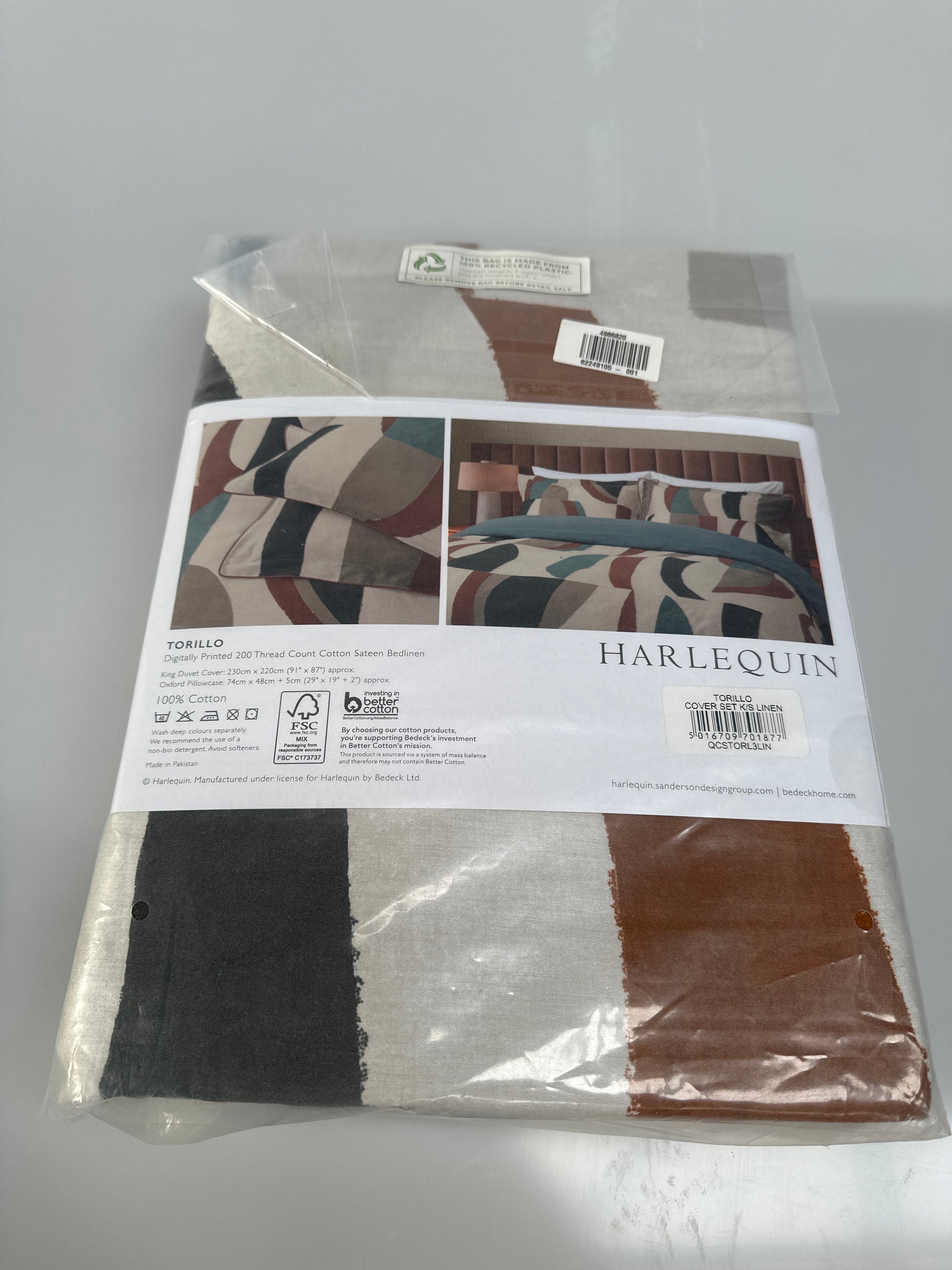 Harlequin Torillo King Duvet Cover, Black Earth/Cornflower/Walnut