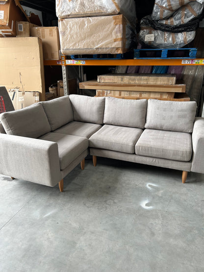 Hutch Fabric Block Arm 4 Seater Corner Sofa - Dove Grey