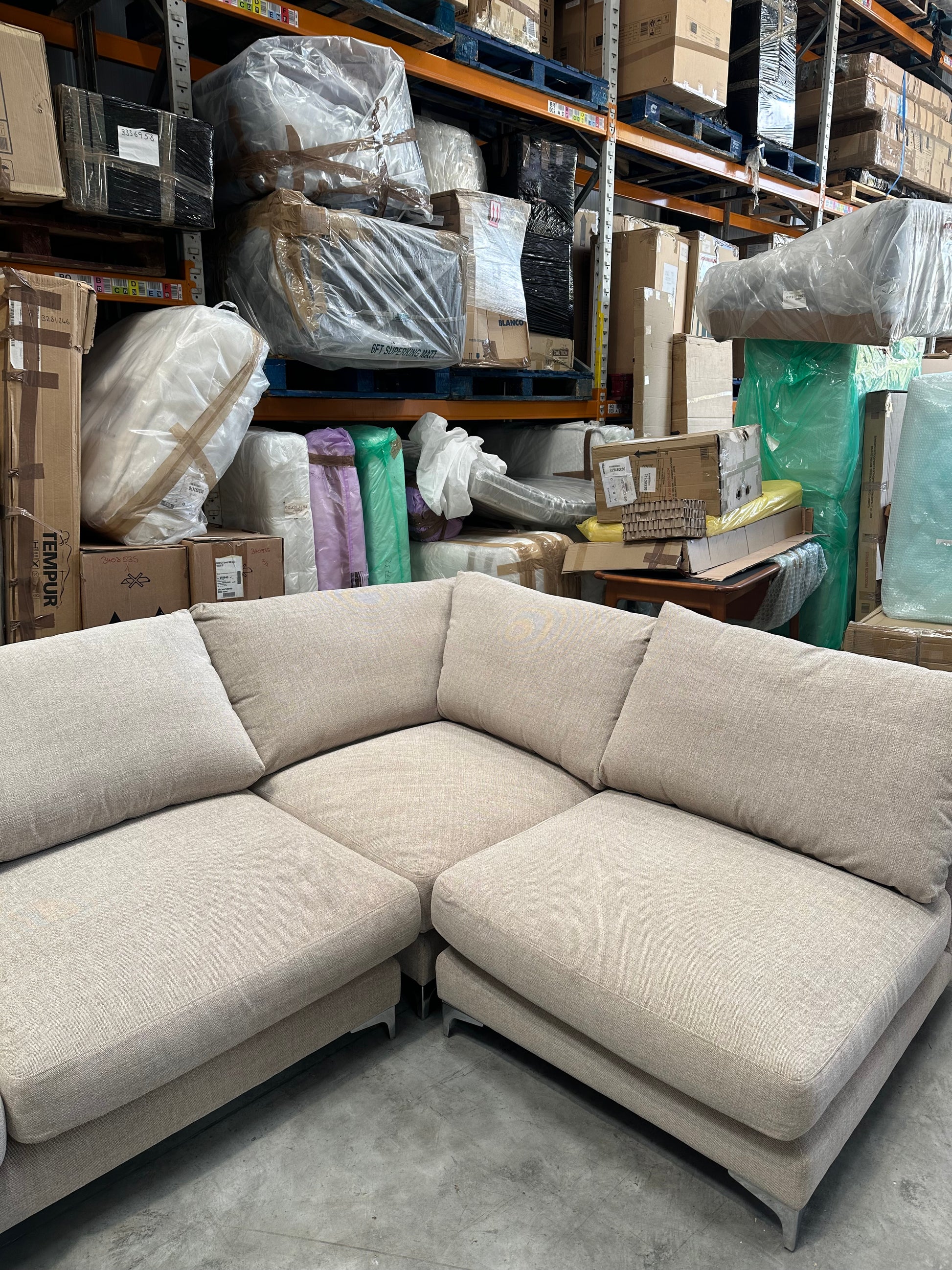 John Lewis Retreat 5+ Seater RHF Corner Chaise End Sofa, Metal Leg, Soft Touch Chenille Natural