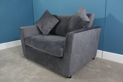 Brook & Wilde Sofa Love Seat Cuddle Chair in Grey Velvet - Made in UK