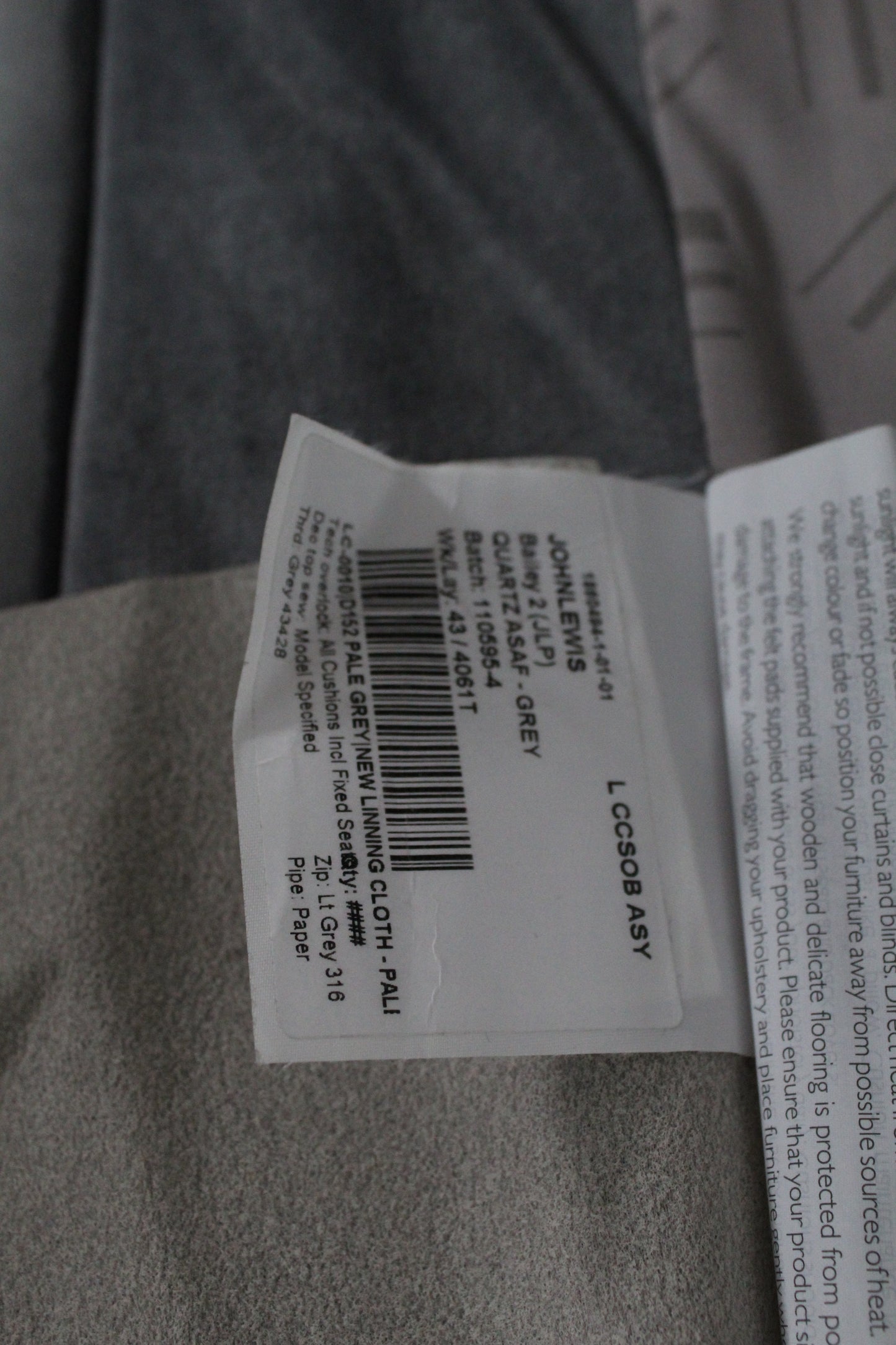 John Lewis Bailey II 4 Seater LHF Chaise End Sofa In velvet steel