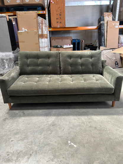 John Lewis Draper II Large 3 Seater Sofa Plush Chenille Moss Green