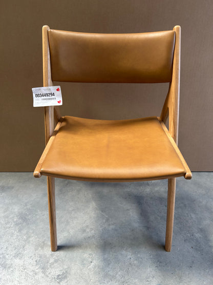 John Lewis X-Ray Leather Dining Armchair, Oak/Camel
