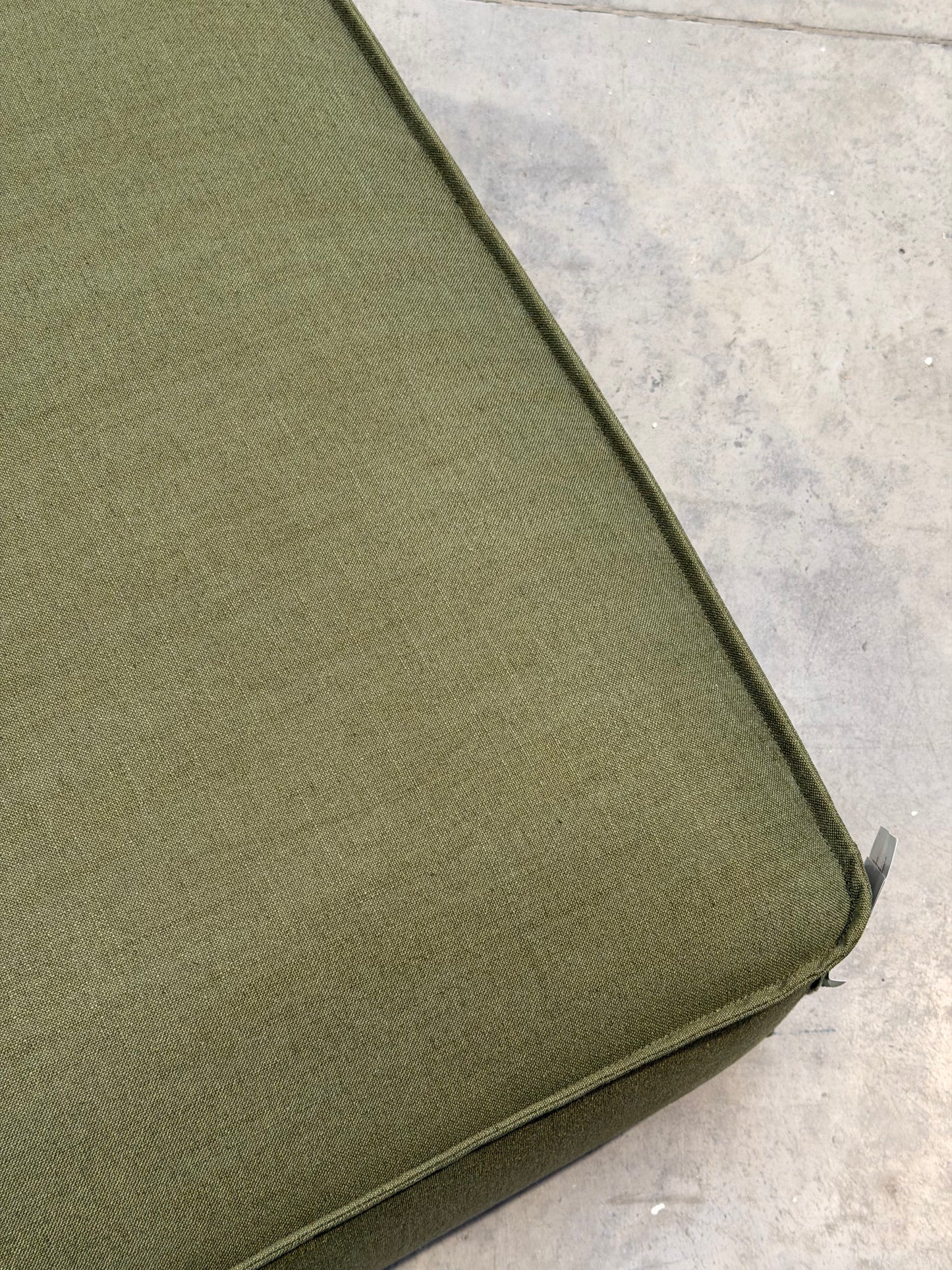 John Lewis Border Footstool, Dark Leg, Relaxed Linen Olive