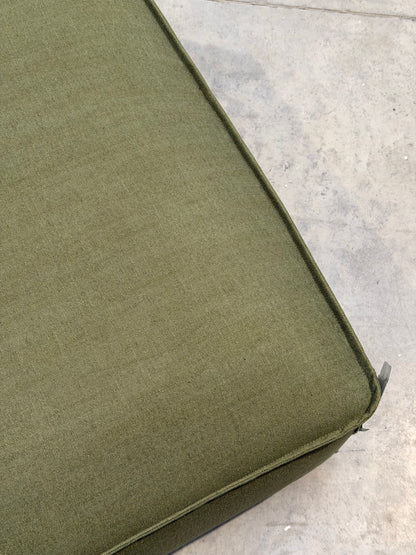 John Lewis Border Footstool, Dark Leg, Relaxed Linen Olive