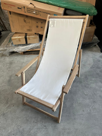 John Lewis ANYDAY Acacia Wood Deck Chair Frame & Sling, Natural