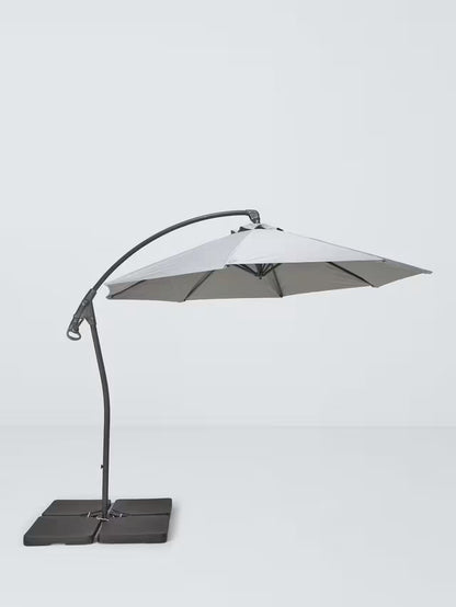 John Lewis Aluminium Wind-Up Parasol, 3 x 2m, Grey