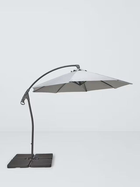 John Lewis Aluminium Wind-Up Parasol, 3 x 2m, Grey