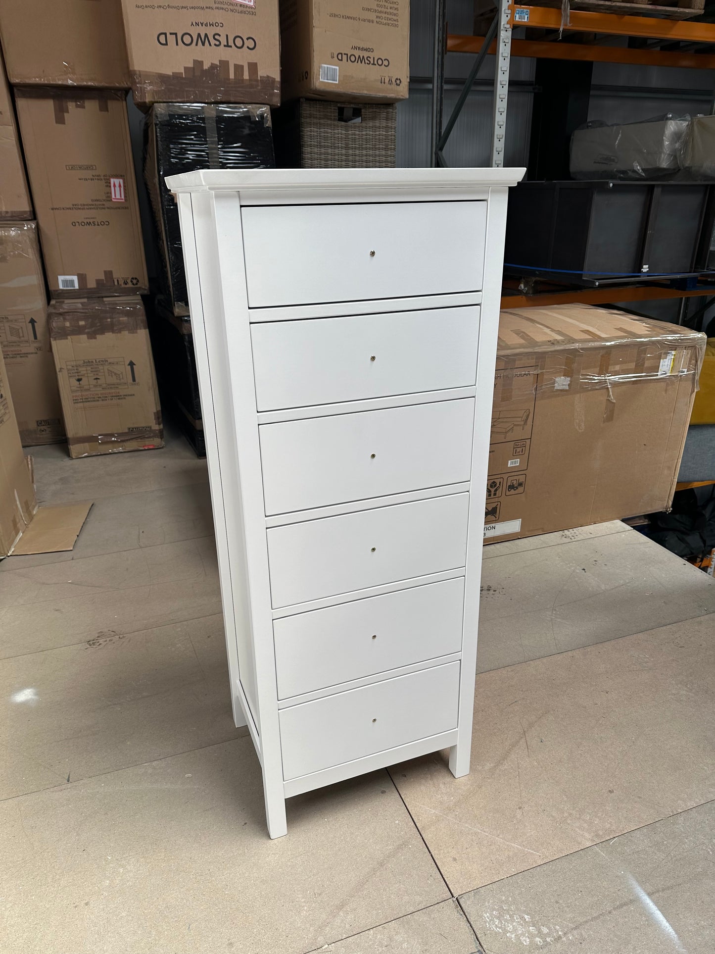 John Lewis Wilton 6 Drawer Tallboy Chest White Bedroom Furniture