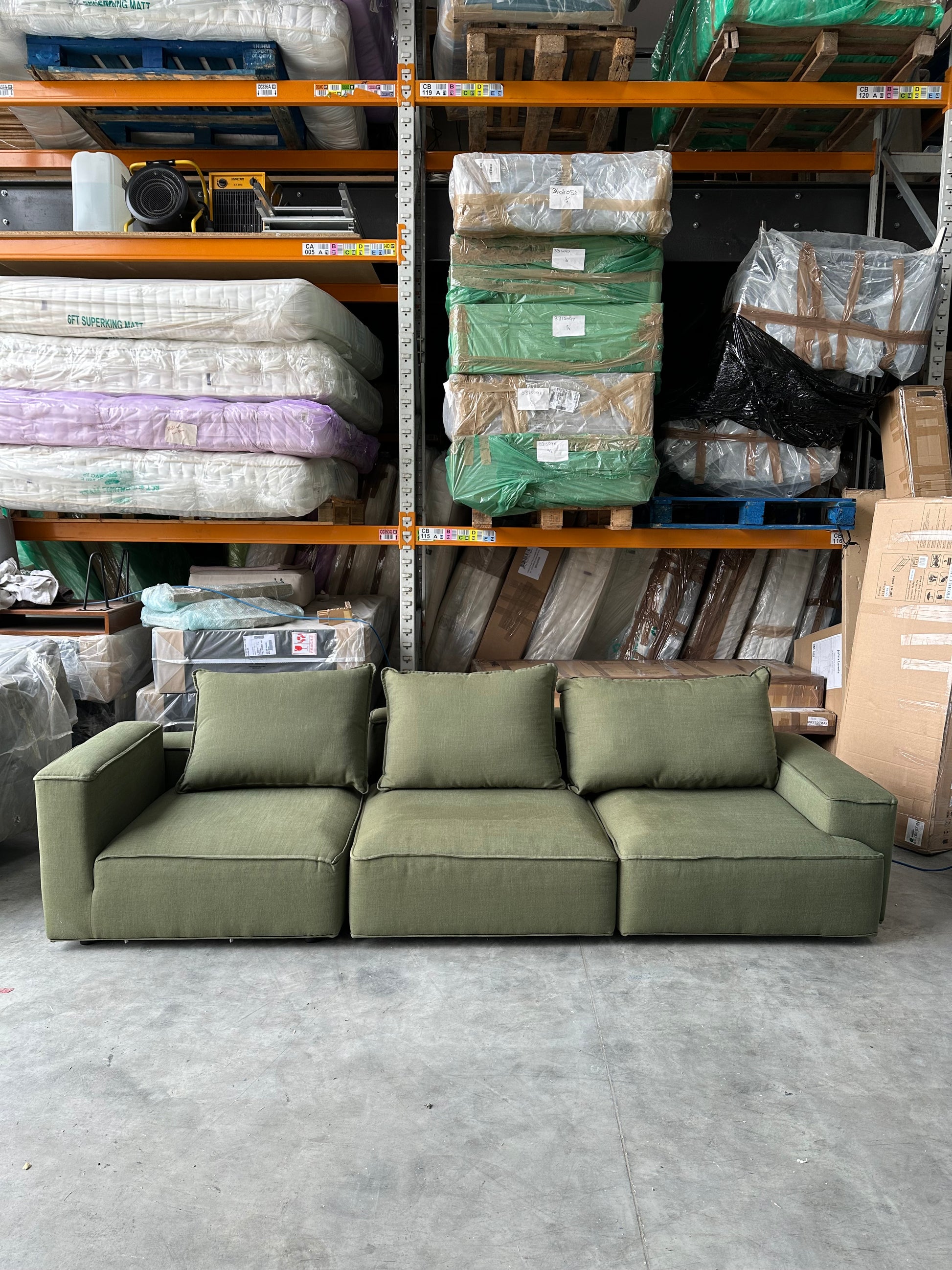 John Lewis Border Grand 4 Seater Sofa, Dark Leg, Relaxed Linen Olive