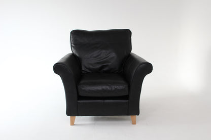 John Lewis Charlotte Leather Armchair, Dark Leg, Piccadilly Black