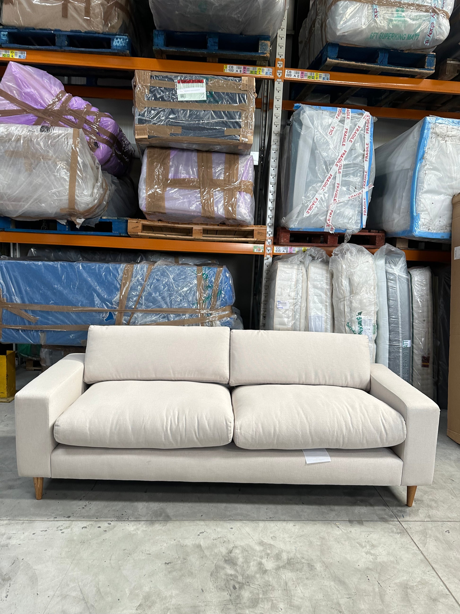 Swoon Evesham Large 3 Seater Sofa, Dark Leg, House Weave Chalk