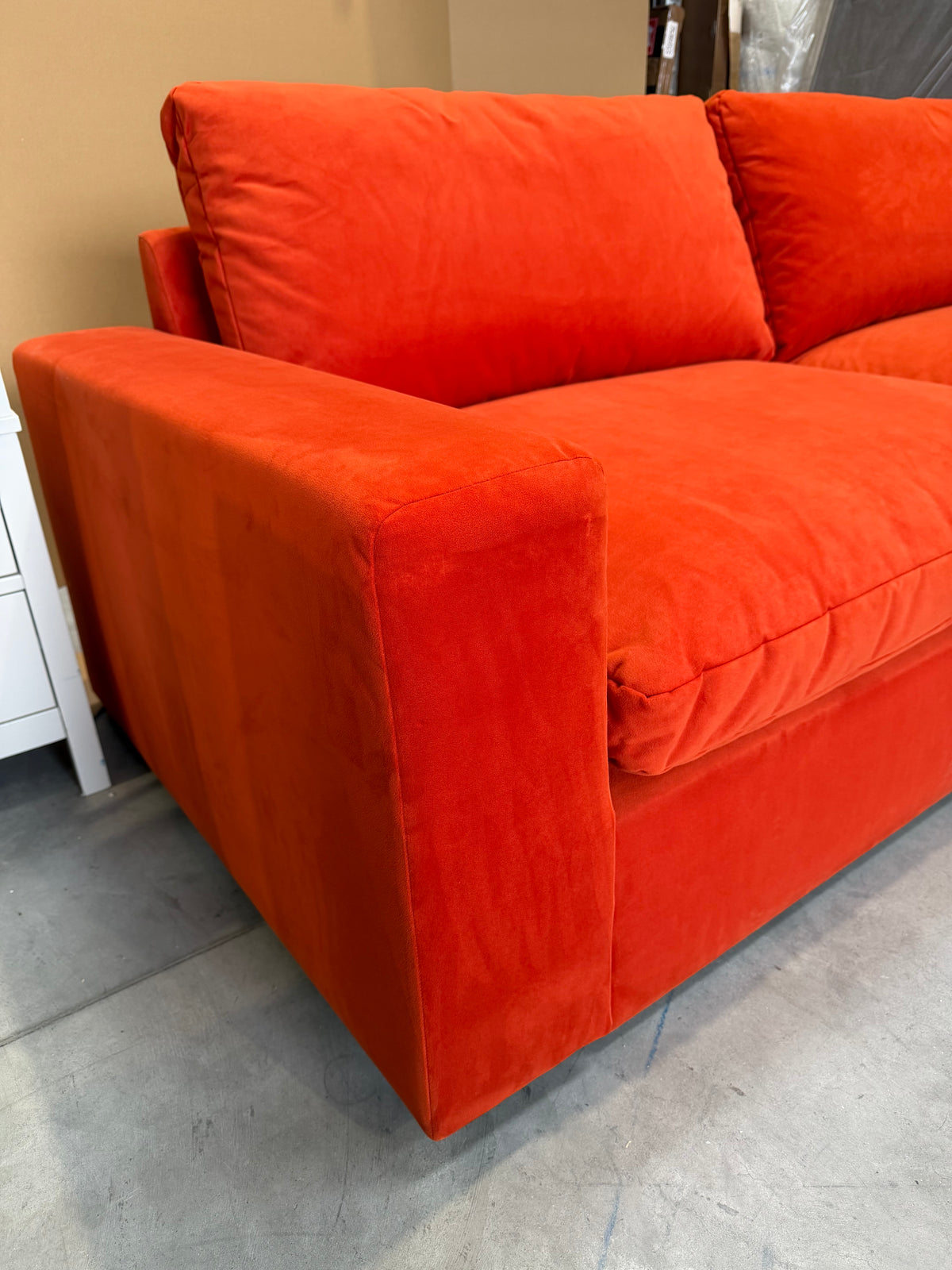 John Lewis Mellow LHF Corner Sofa  Plush Velvet Paprika Easy Clean