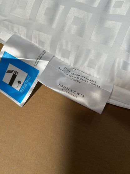 John Lewis Double Mattress Topper Synthetic Soft Touch Washable Dual Layer 6cm Deep